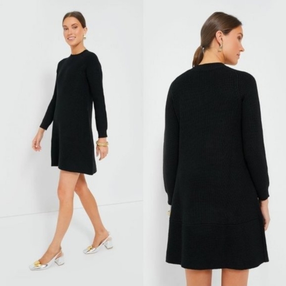 Pomander Place Dresses & Skirts - Pomander Place Ainsley Black Ribbed Knit Sweater Dress Women's Small Y23310T